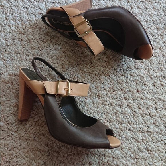 COLE HAAN AIR LAYNEY two tone brown Leather heels - Picture 4 of 10